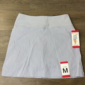 NWT S.C. & Co. Women’s Blue White Striped 360° Tummy Control Skirt, size medium
